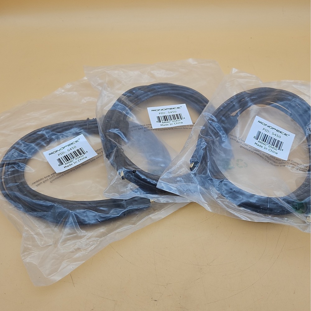 Lot Of 3 Monoprice USB 2.0 Type-A Male to Mini Type-B 5pin Cable 15 Feet Black